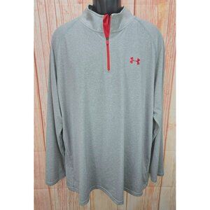 Under Armour Mens Loose Fit Gray 1/4 Zip Pullover XXL HeatGear Long Sleeve Shirt